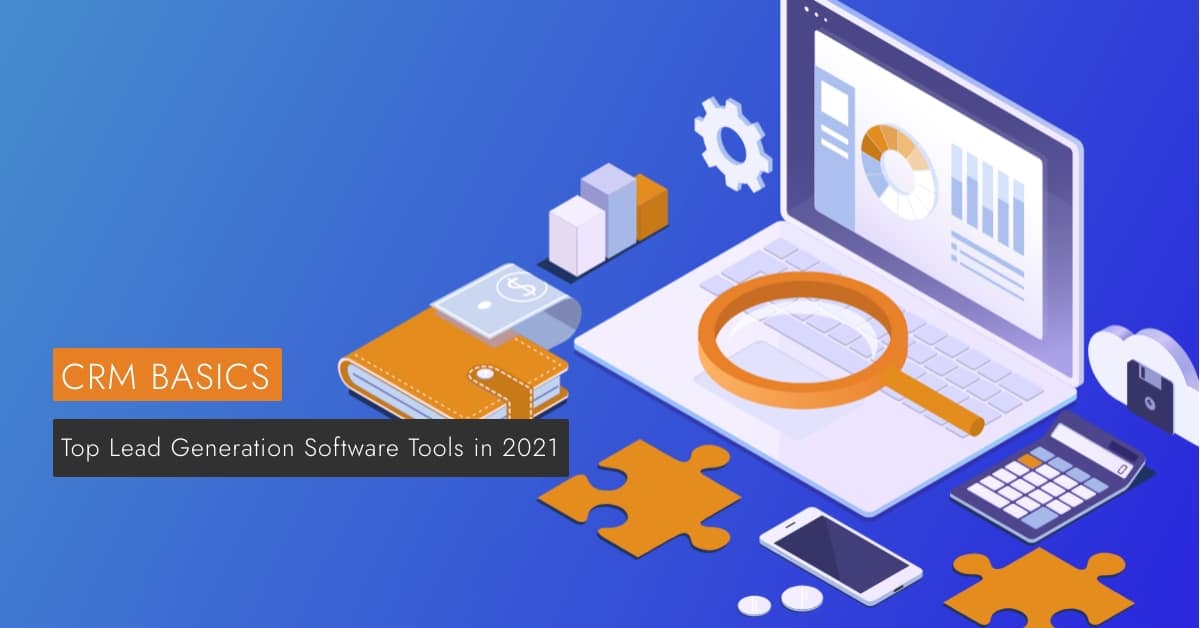 Top Lead Generation Software Tools in 2021 is displayed against a rendered computer.